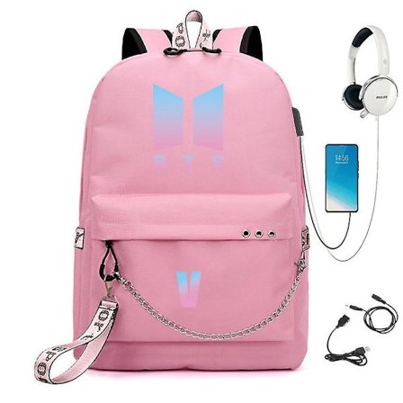 Bts Backpack Cute Usb Charging School Bag