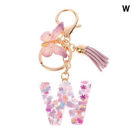 1 stk A-Z bogstaver nøglering til kvinder kvast sommerfugl vedhæng Ini