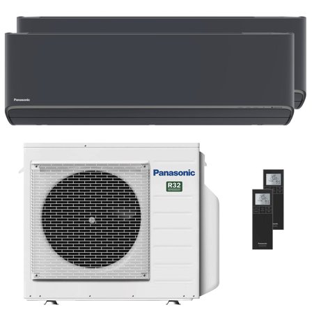 Condizionatore Panasonic Etherea dual split 12000+12000 BTU inverter A++ wifi unità esterna 5.2 kW grigio grafite