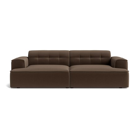 Marbella 3-Sitzer-Sofa in Lisboa Braun, modernes Design mit gesteppter Rückenlehne, komfortable Polsterung, zeitloser Stil, Breite 75cm