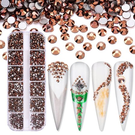 3600 st Nail Art för Rhinestone AB Rhinestones Beads Nail Gems Rundformade Flatback Gems Stones Dubbar 6 storlekar med låda