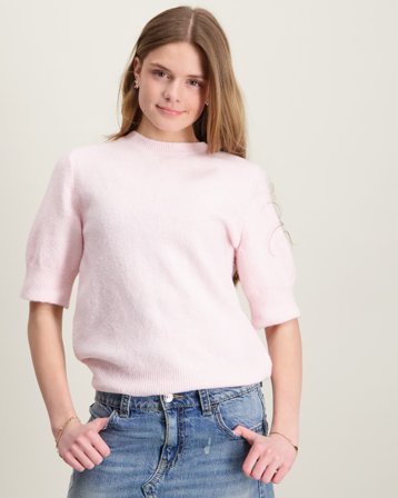 LMTD NLFBYNT SS SHORT KNIT Rosa Genser Jente - Kids Brand Store
