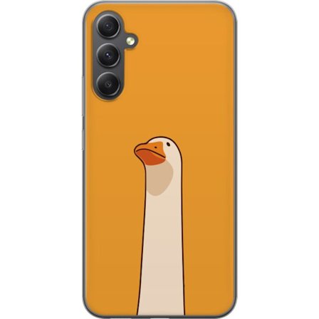 Kompatibelt Mobilskal till Samsung Galaxy A05s Minimalistisk gås illustration på varm gul bakgrund - stilren humoristisk djurdesign med lugn färgpa