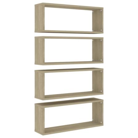 Vidaxl Vägghyllor 4 St Sonoma-ek 60x15x23 Cm Konstruerat Trä Brun