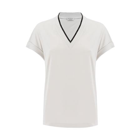 Brunello Cucinelli, T-Shirts Biały, Kobieta, Rozmiar: L