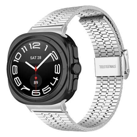 Samsung Galaxy Watch Ultra 47MM klockarmband i rostfritt stål med dubbel knappstängning Silver