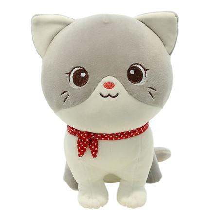 Tecknad katt plyschdocka Söt uppstoppad kattunge Rag Toy Elastisk mjuk soffkudde A Grey Cat