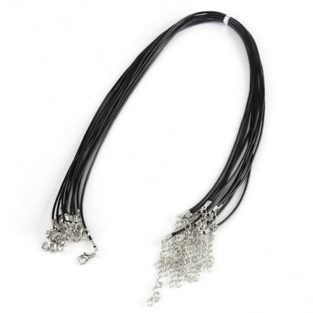 Justerbar Halskæde Voks Reb Snor 10 stk. til DIY Smykkefremstilling i Sort