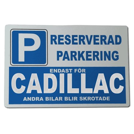 Metall plåtskylt med ' Cadillac ' design - 30x20 cm skylt
