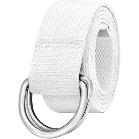 2 st Canvas Web D-ring Bälte Silver Spänne Militär Stil För Män & Kvinnor Vit