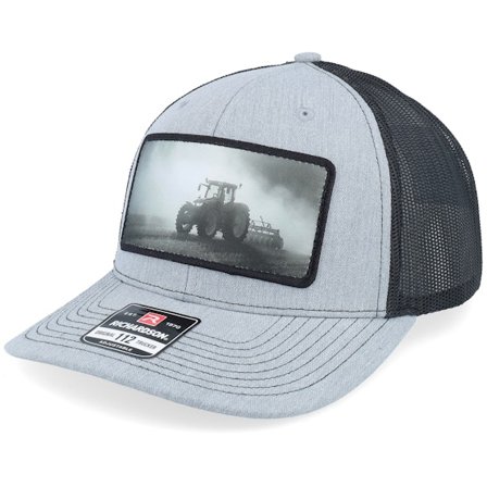 Iconic - Tractor Black & White Patch Heather Grey/Black Trucker Trucker Grey Cap - @ Hatstore