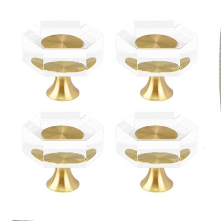 4 stk Glas Krystal Skab Knopper Messing