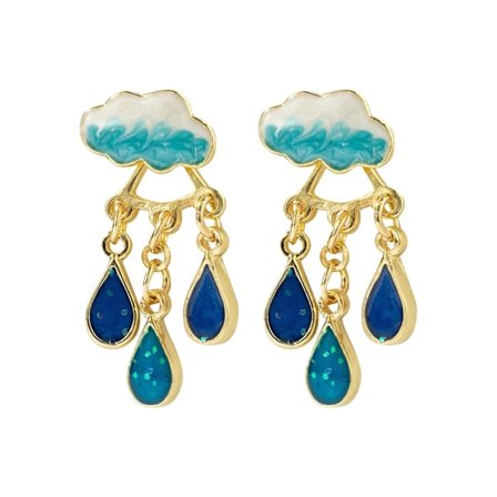 Regnvejrsdag Sky Øreringe Sky Regndråbe Øreringe Regndråbe Vedhæng Øreringe Hvide Sky Regndråbe Øreringe B