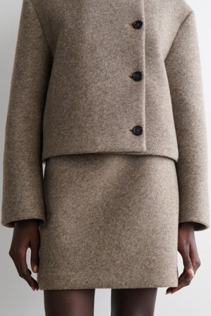 COS Women's Boiled Wool-Blend Mini Skirt in Beige