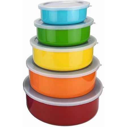 Rustfritt Stål Blandeskålsett med Lopp Hjemmekjøkken Matbeholder Oppbevaring Blandeskål Grønnsakskål - WELLNGS