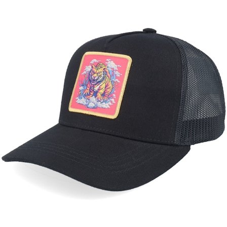 Kiddo Cap - Noir trucker Casquette - Kids Tiger On Clouds Patch Black Trucker @ Hatstore
