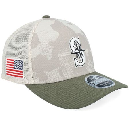 New Era - MLB Camo trucker Keps - Seattle Mariners MLB Armed Forces Day 9FORTY Mc Stone/Olive A-frame Trucker @ Hatstore