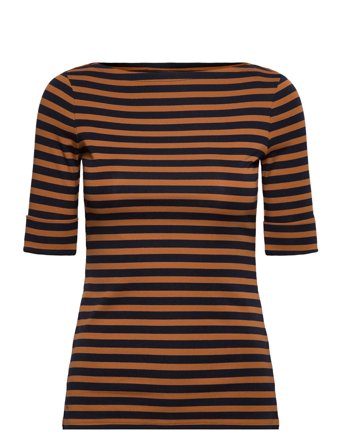 Lauren Ralph Lauren | Striped Stretch Cotton Boatneck Tee | S