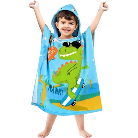 Barnens badponcho Dinosaurie badhandduk Strandhandduk Flickor badcape Pojkar Superabsorberande Snabbtorkande Huvad poncho Surf poncho Baby badcape