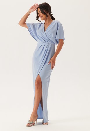 Bubbleroom Occasion-Wrap Slit Maxi Dress-XXS