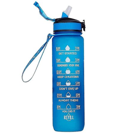 1000 ml Gratis Motiverende Sportsdunk med Tidsmarkering Udendørs Fitness Krus Gradient Farve Krus Udendørs Frostet Vandflaske