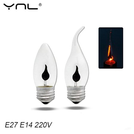 LED stearinlys pære E14 E27 LED flamme effekt pære AC220V Edison emulering brandbelysning Vintage boligindretning ampul stearinlys pære