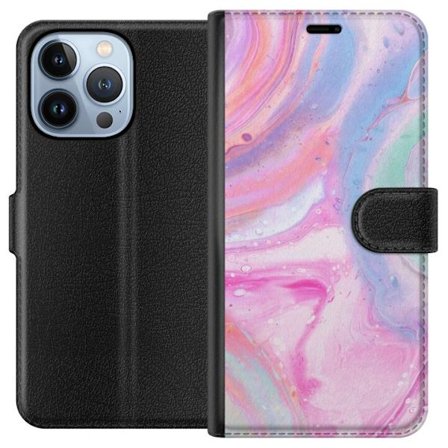 Yhteensopiva Lompakkokotelo Apple Apple iPhone 13 Pro Abstrakti pastellin värinen marmoritaide, jossa on nestemäinen akryyli vaikutus pinkissä, sin