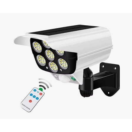 Solcellslampa för utomhus med rörelsesensor 77 LED-belysning Vattentät Trådlös Falsk Decoy Falsk Säkerhetskamera för Veranda Trädgård Patio