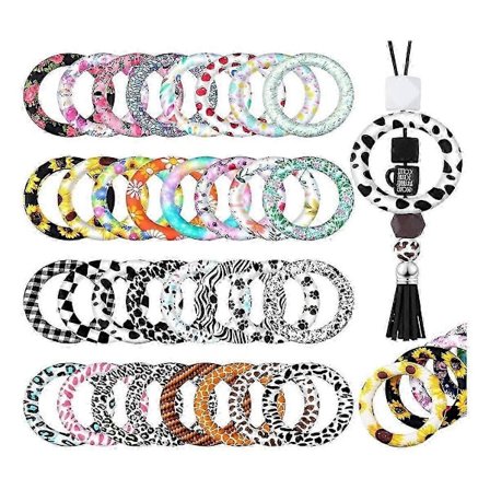 32 stk. silikoneperleringe 65 mm runde silikone ring DIY nøglering halskæde smykkefremstilling charms bs