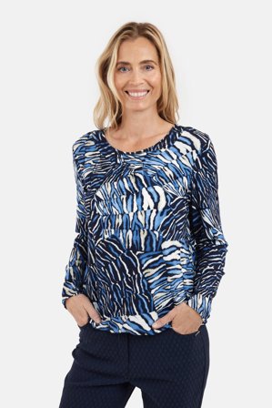 BRANDTEX - Langærmet T-shirt - Navy Mix - Mønstret