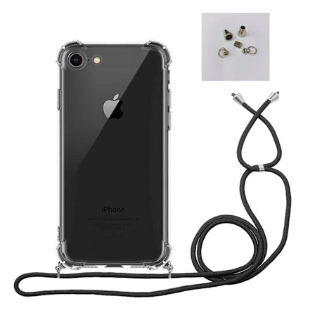 Etui til iPhone 17 Pro Max Transparent Sølv Munkehoved Fire-hjørne Airbag Anti-fald Snøre Transparent Fortykkede