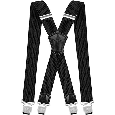 Seler med ekstra stærke metalspænder 4 cm brede Kraftige seler One Size Passer til alle mænd og kvinder Justerbare og elastiske (sort)_max{bt}