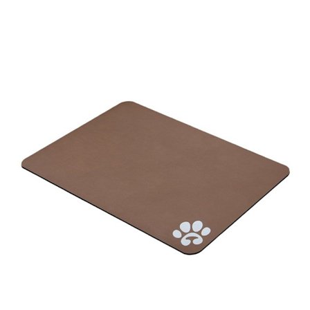Matta för hund- och kattmat - Halkfri, superabsorberande matskål med fotavtryckslogga - 61 x 43 cm - Brun