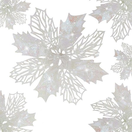 10 stk. kunstige julestjerner med glitter og klips – julepynt – glitrende julestjerner – julepynt til juletreet