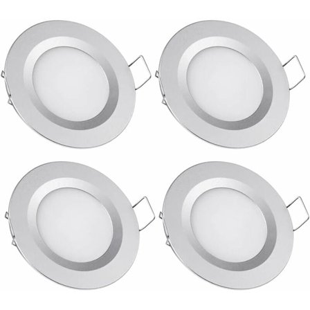 4 x 12V LED Indbyggede Spotlights 3W 3200K Varm Hvid til Campingvogn Båd Autocamper (58-65mm Hul)[JUN]