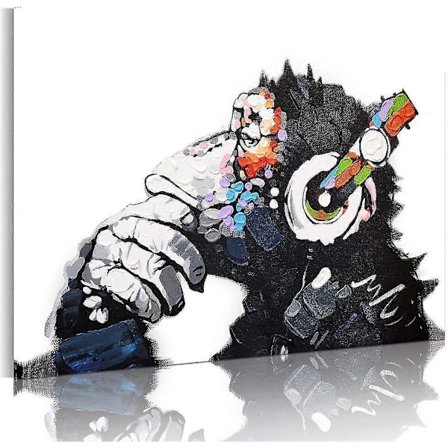 50x50cm Stor Størrelse Lærredstryk Gorilla Kærlighed Musik 1 Styk Dekorativt Soveværelse Vægkunst (uden ramme)