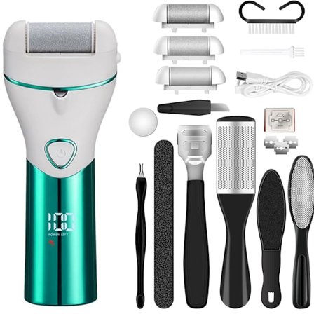 Elektrisk fodfil til fjernelse af hård hud, bærbar professionel pedicure til fødder, død hud, hård hudfjerner, 2 hastigheder, vandtæt pedicuresæt til 