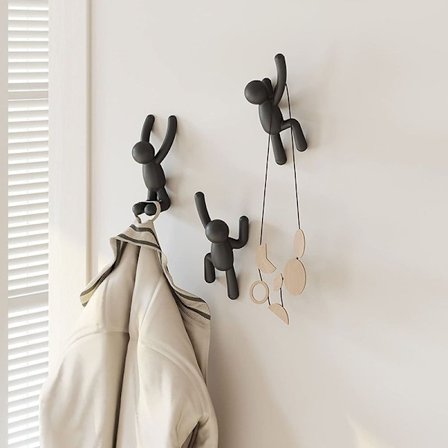 Väggkrokar Dekorativa Väggkrokar, Set om 3, Svart.