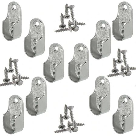 Oval Kabinett Opphengsstang | OVA | 10 Stykker - Oval Stang Garderobeskap Rørholder | Nikkelkrommet Stål | Stanghenger Feste | Metall garde...