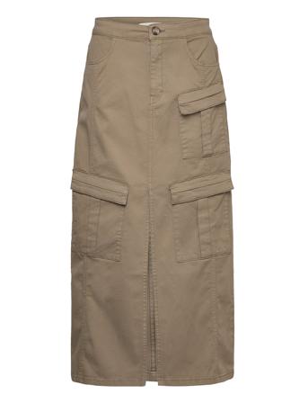 Aubreygz Hw Long Skirt Khaki Gestuz