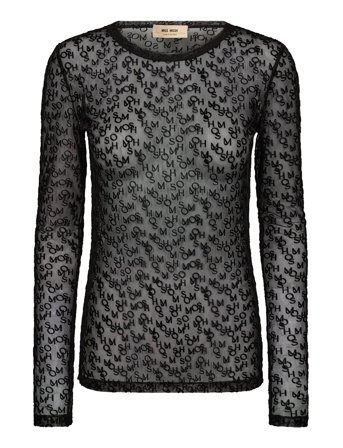 MOS MOSH Mmloretta Mono Mesh Blouse - Black - S