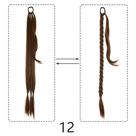 34" Erikoispitkä poninhäntä hiussolmiolla synteettinen punos poninhäntäpidennys Luonnolliset mustat hiukset Suorat tekohiukset itse punottu