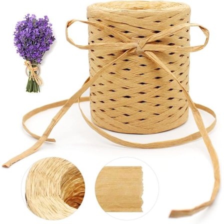 Naturlig papir raffia bånd raffia spole 200m per rull for håndverk, gaveinnpakning, DIY dekorasjon gaver DIY veving og hagearbeid