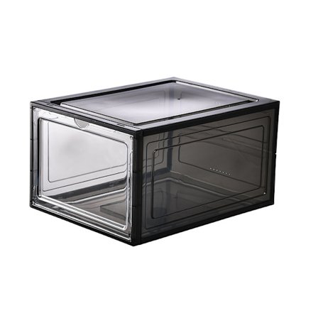 Frontöppnande skoskåp i plast med genomskinlig dörr, stapelbar, för att visa upp sneakers, enkel att montera