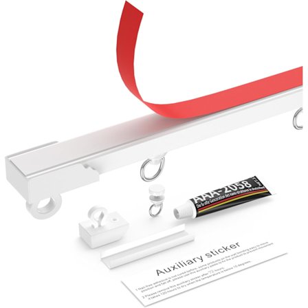 Gardinskinne uden boring, selvklæbende, loft- eller vægmontering.