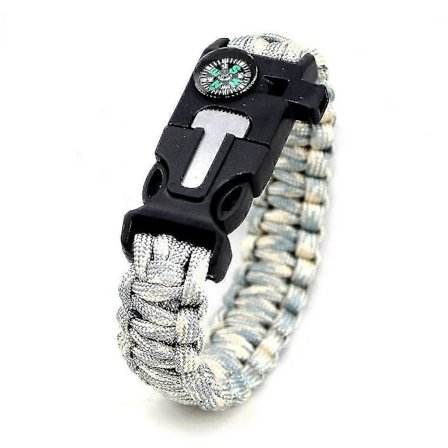 Paracord-ranneke, ulkokäyttöön, monitoiminen ranneke, selviytymisranneke, seitsenytiminen paracord-punottu 5-in-1 ranneke