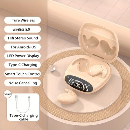Trådlösa sömnhörlurar, trådlösa superstandby-hörlurar, on-ear Sports Invisible Subwoofer-hörlurar kompatibla med IOS, iPhone, Android Game Low Khaki