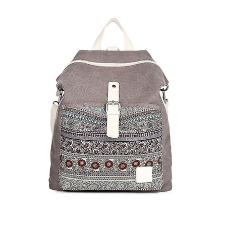 Kvinnors etniska stil skolväska canvas ryggsäck resväska bärbar dator axelväska