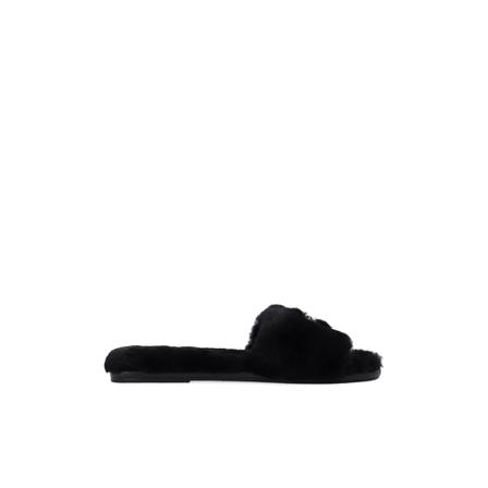 Tory Burch Jeweled Shearling slides Sort, Dame Sandaler, Størrelse: 36 EU