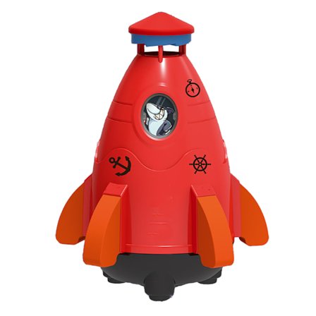 Rymdraket-spruta 360 graders rotation Sommar utomhus trädgårdsspruta Raket leksak för pojkar flickor Röd